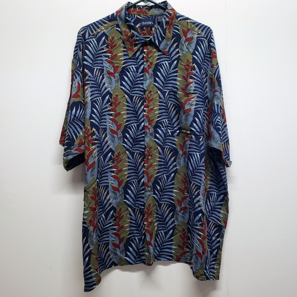 Mens Button Up Short Sleeve Shirt 2XL Hawaiian Tropical Vacation